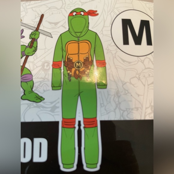 Nickelodeon Teenage Mutant Ninja Turtle Mens Union Suit with Hood (Michelangelo) - Picture 3 of 10